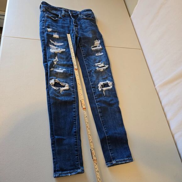 American Eagle Jegging Women's 00 Short Blue Next Level Stretch Distressed - Picture 15 of 16